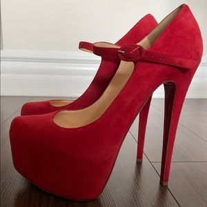 Authentic Christian Louboutin Red Suede Pumps